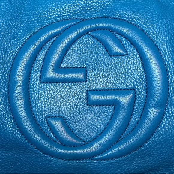 Gucci Soho Interlocking G Leather Tassle Large Shoulder Tote Bag in Vibrant Blue - Picture 4 of 17